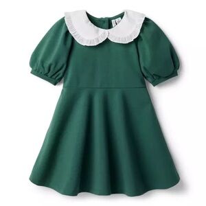 Jamie & Jack Ruffle Collar Ponte Dress - Green - 3T